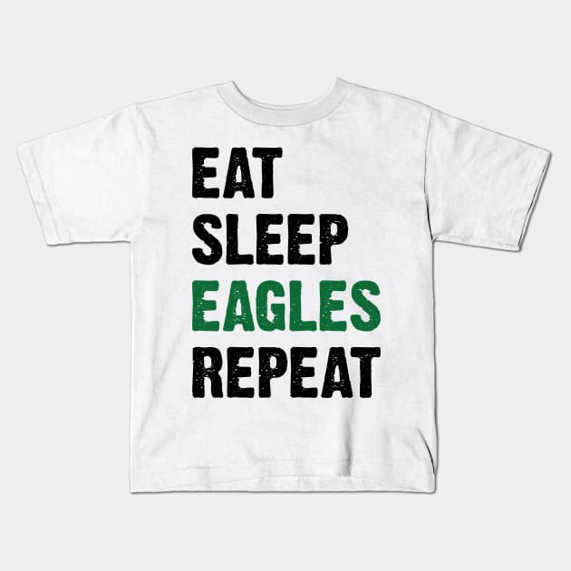 Eat Sleep Eagles Repeat Retro Vintage v2 Kids T-Shirt by Emma